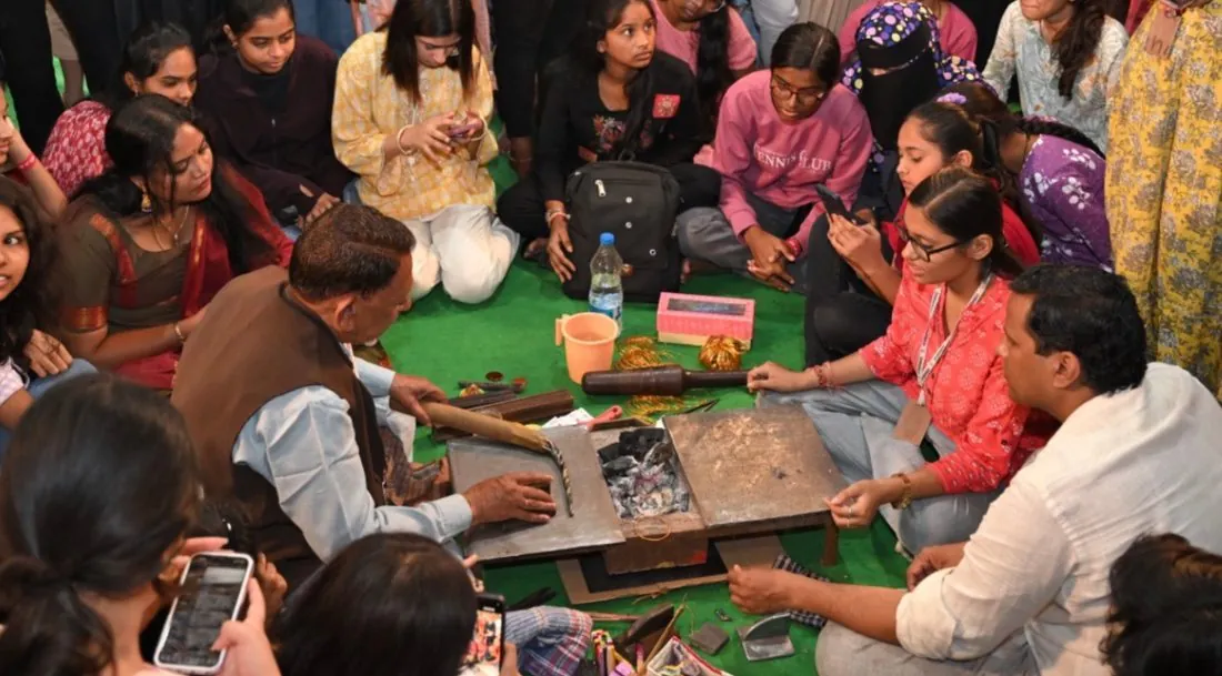 Participants learning a craft together at a workshop