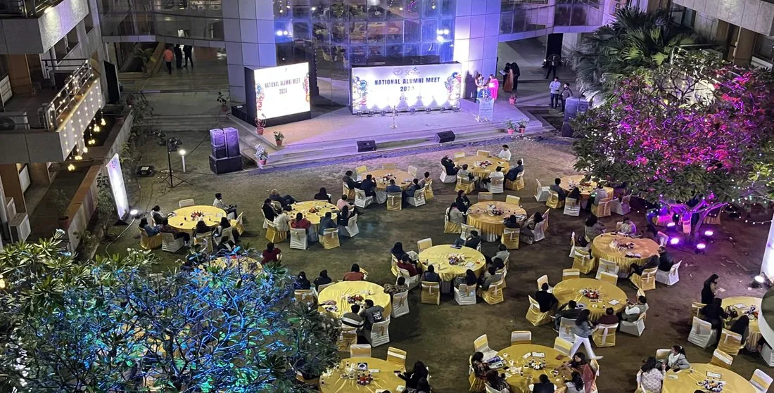 Evening networking soirée seen from above