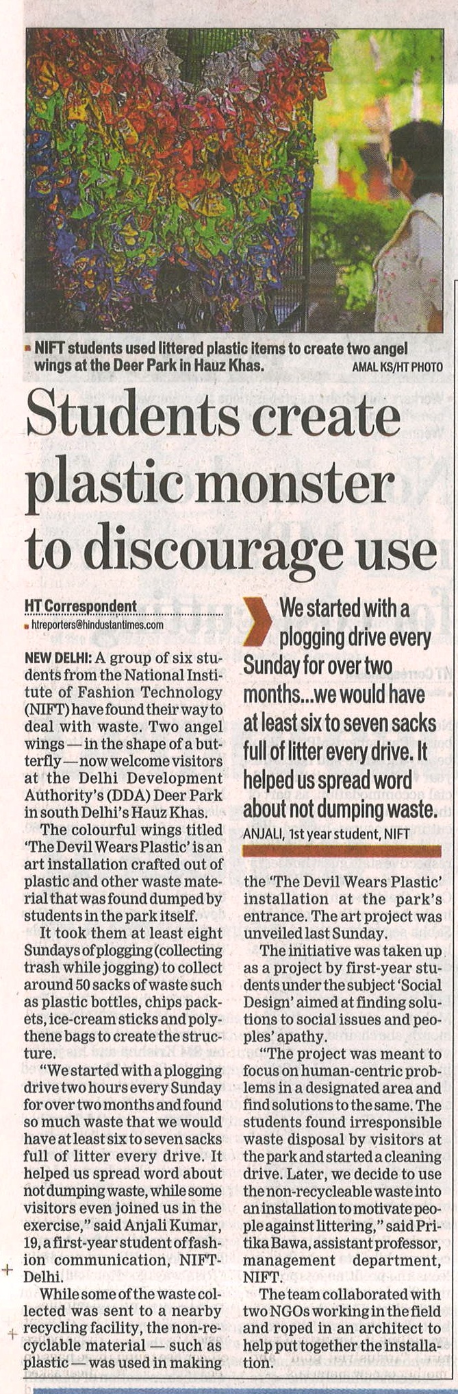 Students Create Plastic Monster to Discourage Plastic Use