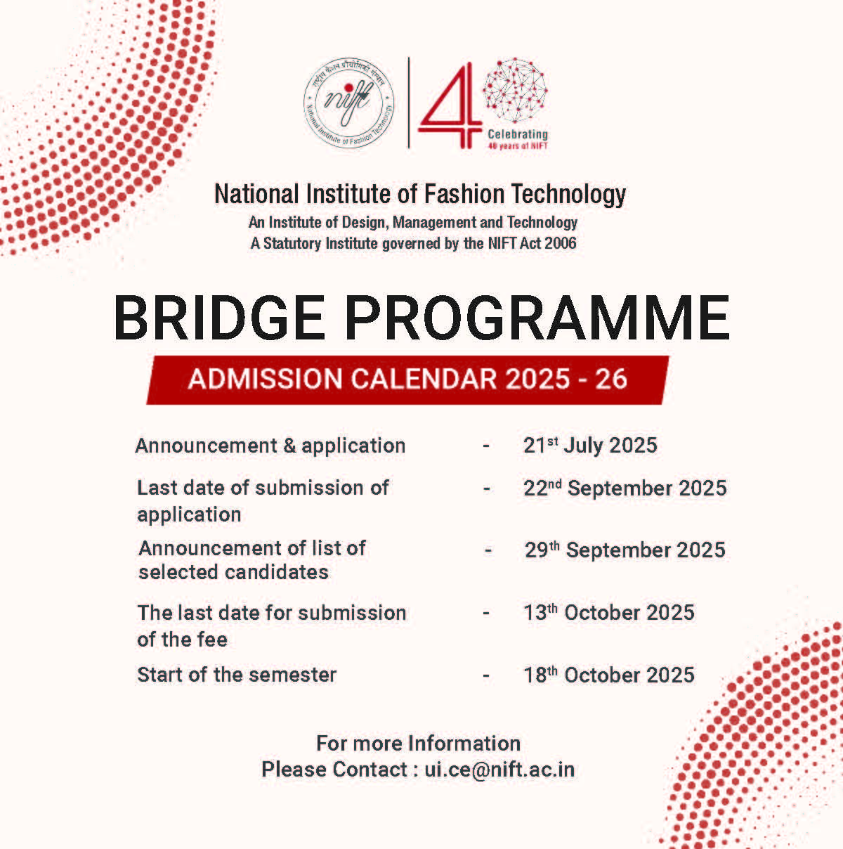 Bridge Programme Admission 2025-26