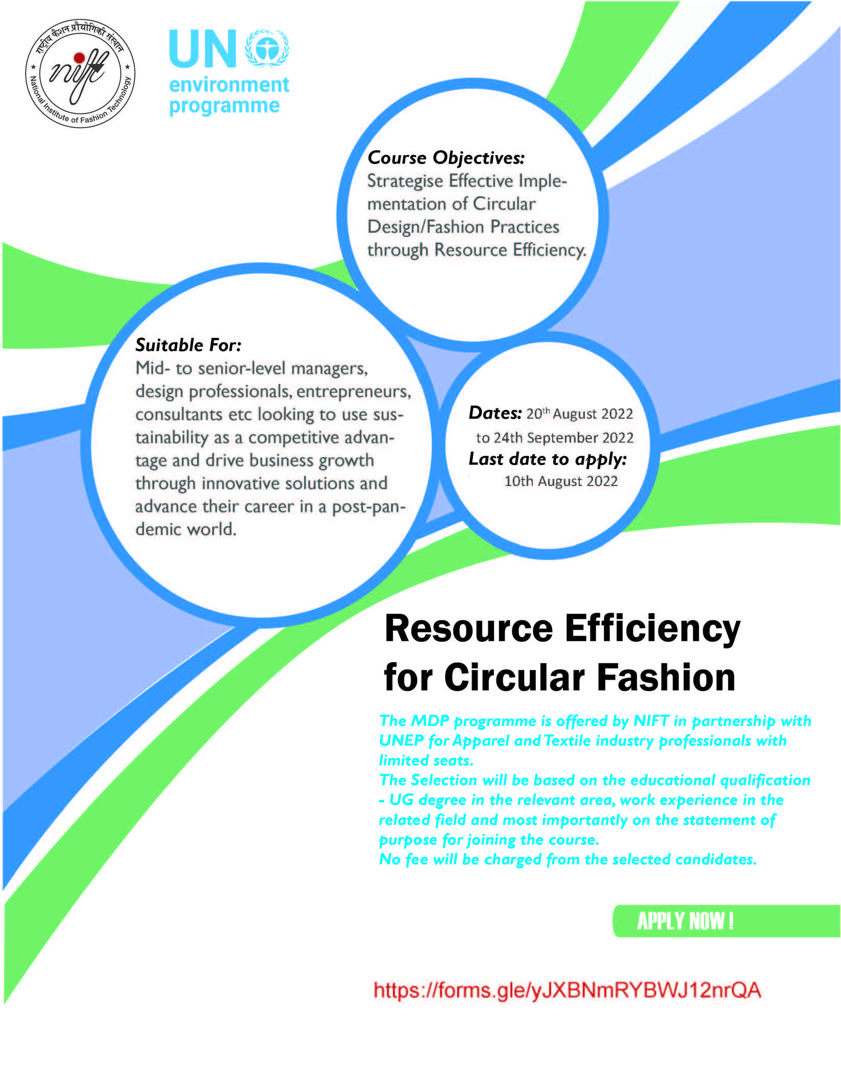 Applications open for MDP- Resource Efficiency for Circular Fashion in collaboration with UNEP
